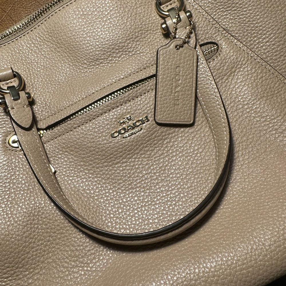 Coach Prairie Pebbled Leather Satchel Crossbody Camel Light Tan
